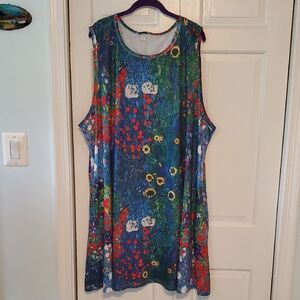 Vibrant Floral Sleeveless Midi Dress